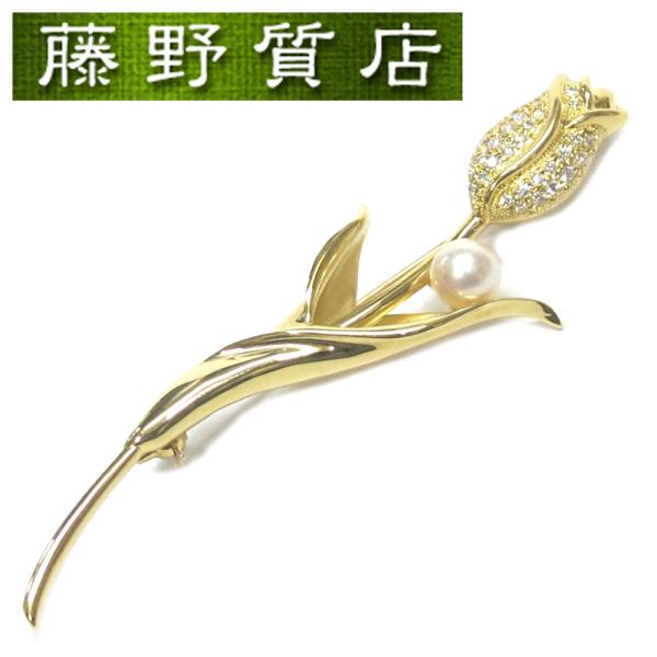 MIKIMOTO（ミキモト） （美品）ミキモト チューリップブローチ K18YG