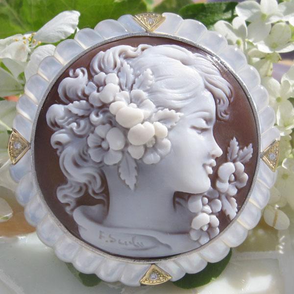 k18.W G．シエルカメオ、ブローチ、ペンダント、No.408.