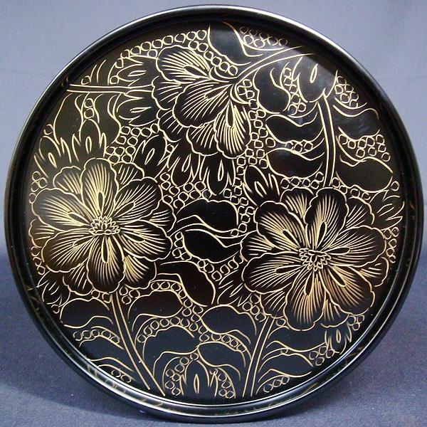 開運 お盆 トレー 丸盆 木製 漆 盆 桐箱入り 中国漆器 開運グッズ 風水