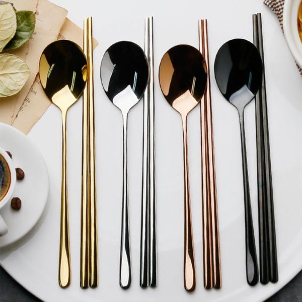 韓国箸スプーンセット 全4カラー 韓国カトラリー スッカラ チョッカラ