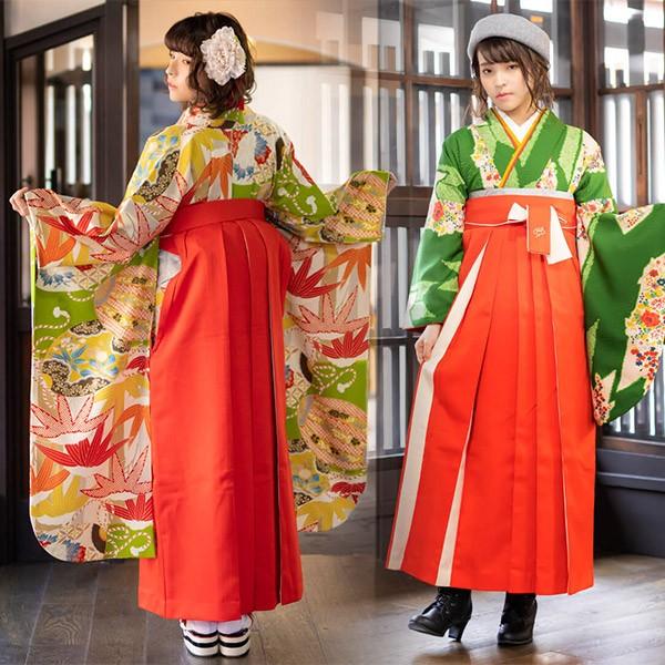 KIMONOMACHI 卒業式 袴 大学生 小学生 バイカラー 二色 袴単品「 赤 白