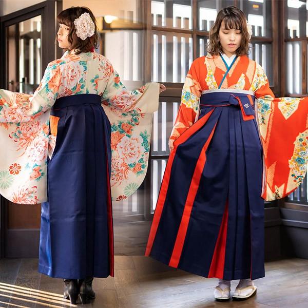 KIMONOMACHI 卒業式 袴 大学生 小学生 バイカラー 二色 袴単品「 赤 白