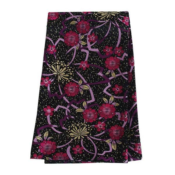 中古品)振袖 帯 振袖用袋帯 「黒 桜」 仕立て上がり 礼装用 成人式