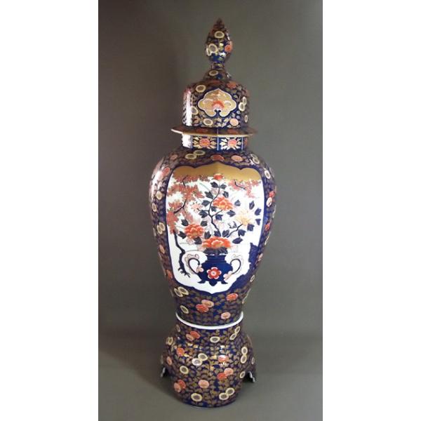 金欄手様式花籠絵飾り特大沈香壺｜有田焼 陶芸作家 藤井錦彩作