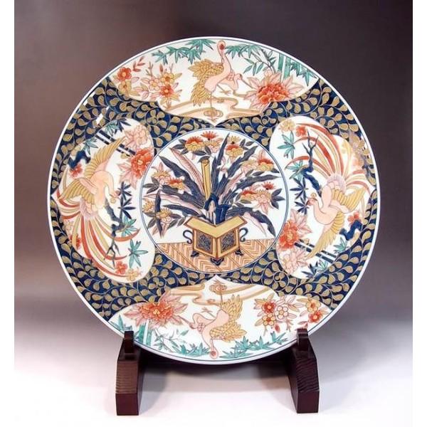 有田焼 古伊万里様式金彩花鳥絵飾り大皿｜陶芸作家 藤井錦彩 作