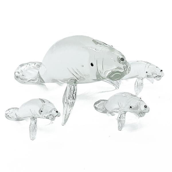 沖縄 お土産 置物 ミニ 海の生き物 ガラス親子セット