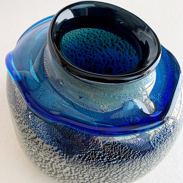 花器 花瓶 沖縄 琉球ガラス フラワーベース 稲嶺盛一郎 オーロラ土紋花器