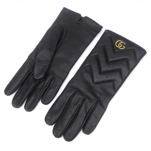GUCCI（グッチ） レザーグローブ 手袋 GGロゴ 黒(66442) : 堀田商事