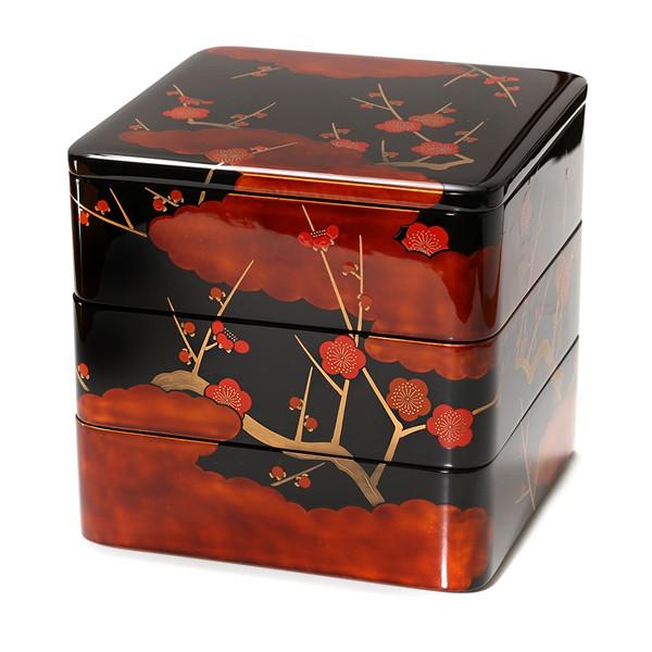 山田平安堂 仁清梅蒔絵 三段重 重箱 漆器 ( 継承工房 ) : 漆器 山田
