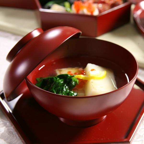 山田平安堂 漆器 雑煮椀 古代朱/黒 お椀/蓋付き/木製 : 漆器 山田平安