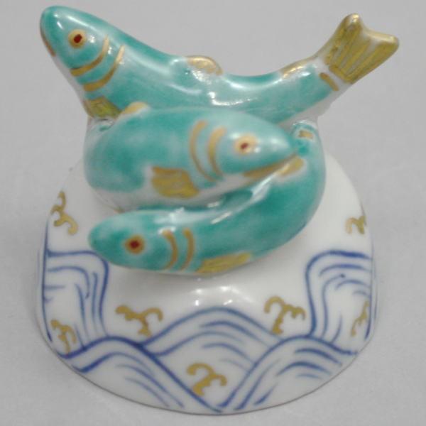 茶道具 蓋置 色絵 鮎 あゆ アユ 高野昭阿弥作 和楽庵 茶道 : 茶道具