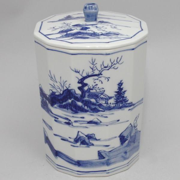 染付山水水指茶道具茶碗抹茶碗