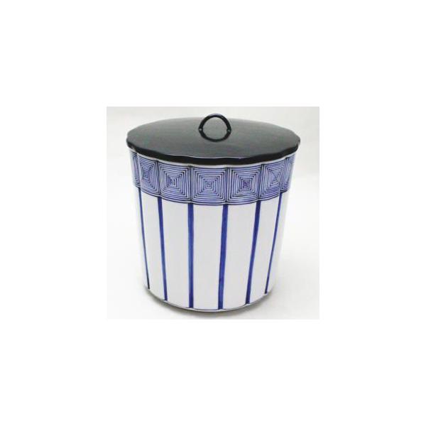 値下げしました。茶道具 染付 桶側 水差 輪花口 西村徳泉造（紫翠窯