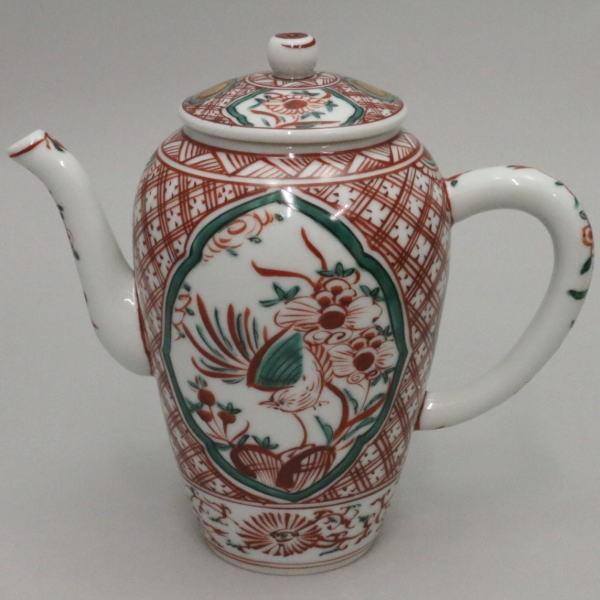 煎茶道具 水注 水次 京焼き 赤絵 花鳥 高野昭阿弥作 茶道 : 茶道具
