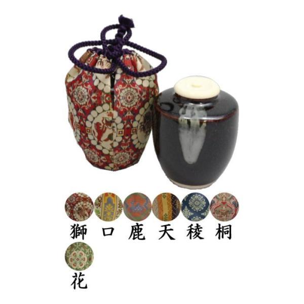 茶道具 鶴田純久作 青唐津 肩衝茶入 仕覆付 共箱 V 7902 茶道具 鶴田純