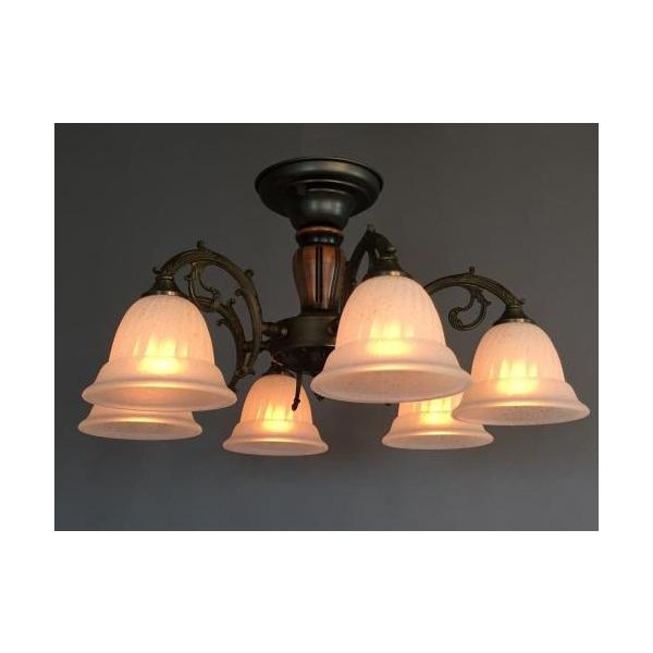 大正ロマン6灯シャンデリアアンティーク燭台風洋館レトロ鉄製中古品