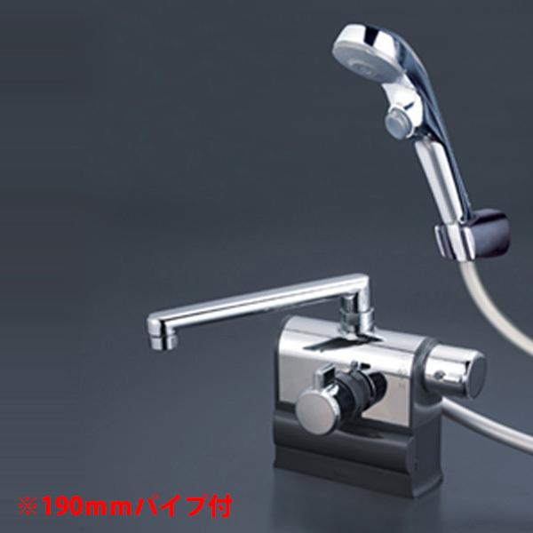 KVK デッキ形サーモスタット式シャワー 右ハンドル仕様 (190mmパイプ付