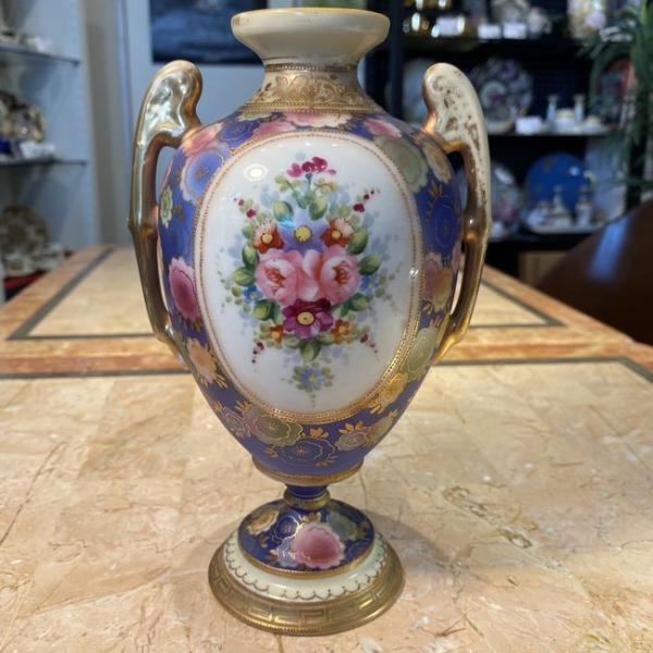 オールドノリタケ・金盛上花籠装飾図紋両耳皿 オールドノリタケ・金盛