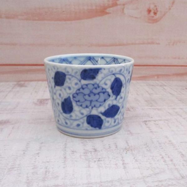 青い絵柄の白磁茶碗有田焼古伊万里染付 猪口 有田焼 染付 古伊万里