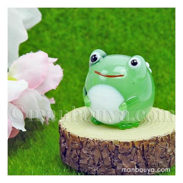 カエルグッズ ガラス細工 ミニチュア 置物 かわいい 花カエル L ビブロ