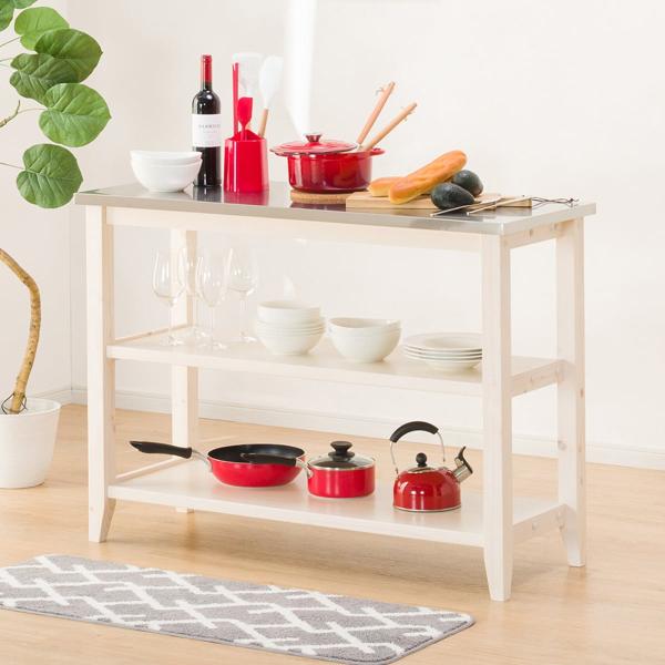 幅120cmワークテーブル(シナモ12078WH ステン) ニトリ