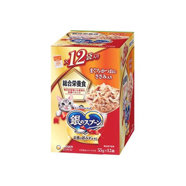 銀のスプーン パウチ 総合栄養食 まぐろ・かつおにささみ入り ( 55g*12