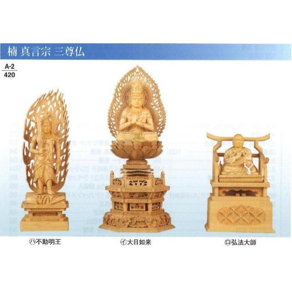 仏壇 本尊 仏像 仏像 楠 真言宗 脇侍 金泥書 不動明王 ハ4.5寸（大日