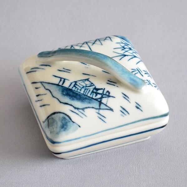 香合 茶道具 西尾瑞豊 作 染付隅田川香合 : 茶道具専門店 (有)菊池商店