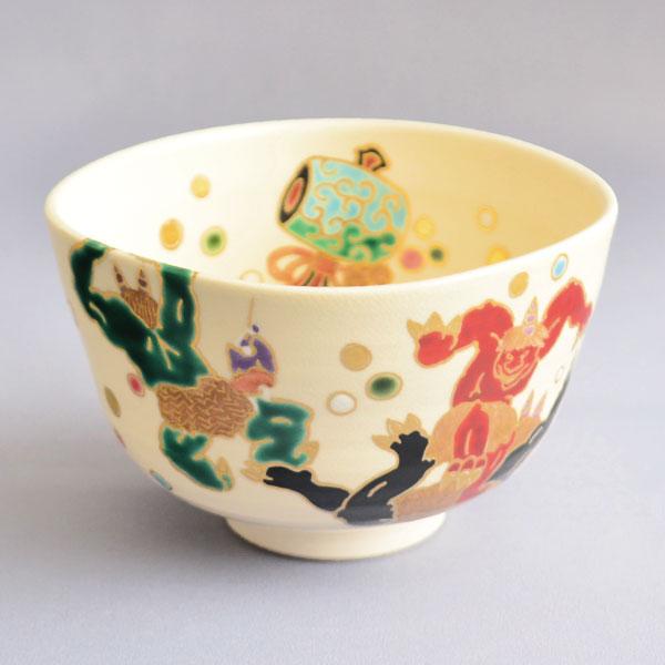 茶碗 茶道具 伊藤魁雲 作 色絵 節分の図 茶碗 : 茶道具専門店 (有)菊池
