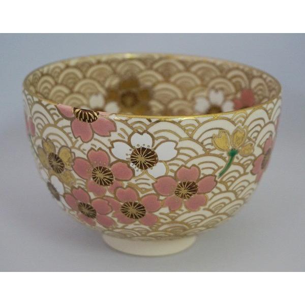 茶道具 茶碗 茶碗 金青海波 桜 加藤ひろこ 桐箱 : 新古茶道具 さかい
