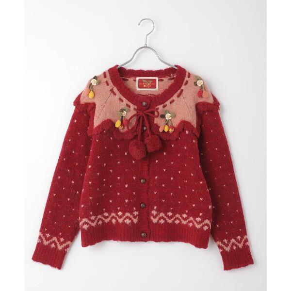 PINK HOUSE（ピンクハウス） チェリーモチーフ使いヨークニット