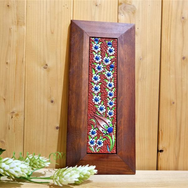 トルコ雑貨 トルコ陶器 キュタフア陶器 壁掛け タイル ハンドメイド 木