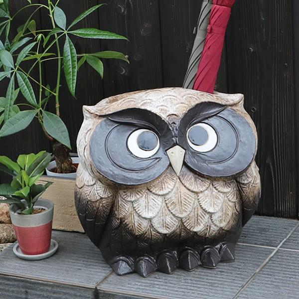 傘立て 陶器 信楽焼 おしゃれ フクロウ 傘入れ モダン シンプル 玄関