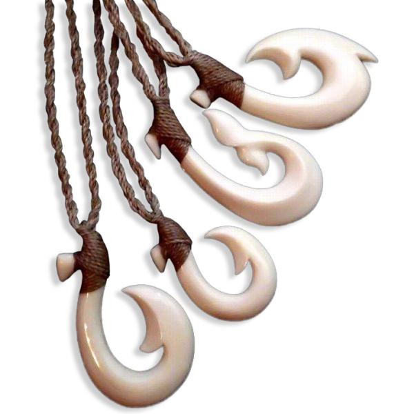 ハワイアンジュエリー ボーンカービング フィッシュフック ネックレス