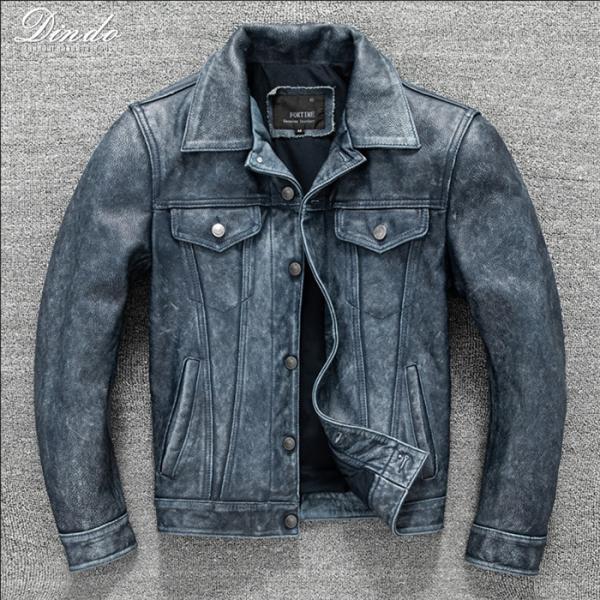 レザージャケット メンズジャケット デニム風 本革ジャケット 牛革