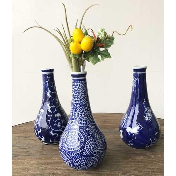 花器 おしゃれ 一輪挿し 花瓶 花びん 信楽焼 陶器 花入れ 藍染め