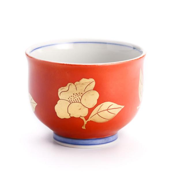 陶あん 金彩色絵 椿文 大皿 横幅約49cm 陶あん 金彩色絵 椿文 大皿