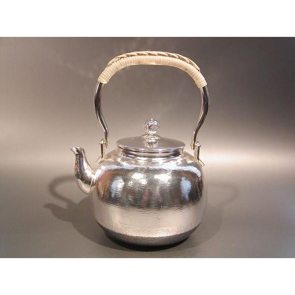 まっち送料無料 未使用 時代物 銀仕上げ鎚肌銀瓶/銀壺/急須