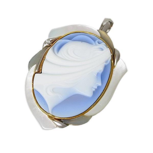 カメオK18ブローチ兼ペンダントトップ