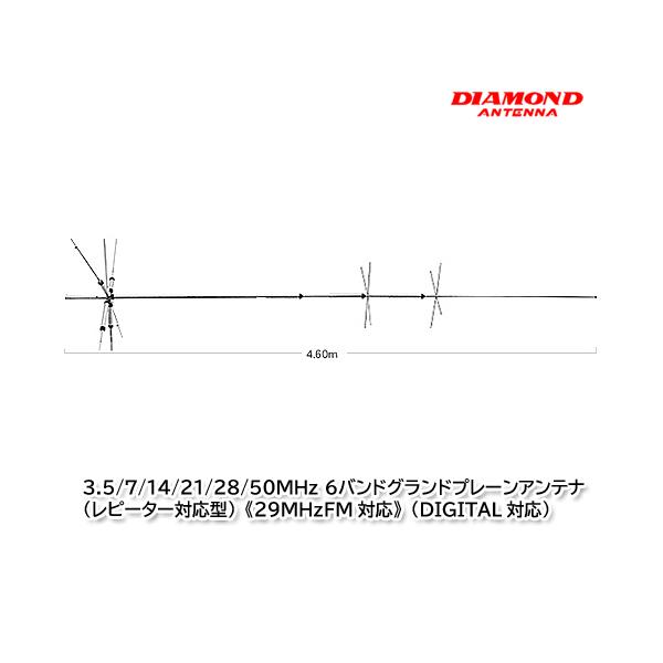 DIAMOND 6バンドグランドプレーンアンテナ CP-6 DIAMOND 6バンド
