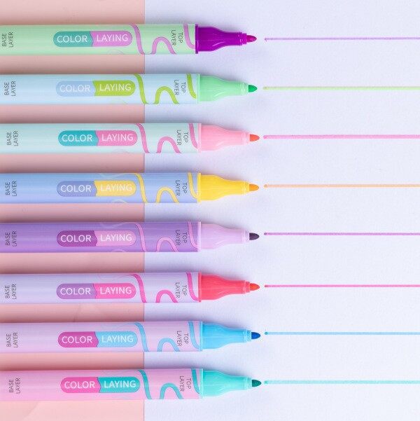 蛍光ペン｜8色・明るい・速乾・マークペン・お絵かき・手帳・メモ取り