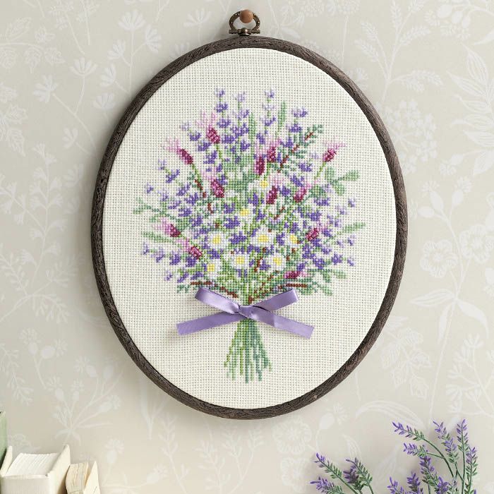 クロスステッチフープフレーム＜ラベンダーブーケ＞ | リバティ 生地