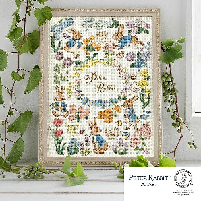 クロスステッチフレーム＜ピーターラビット（TM）とフラワーリース