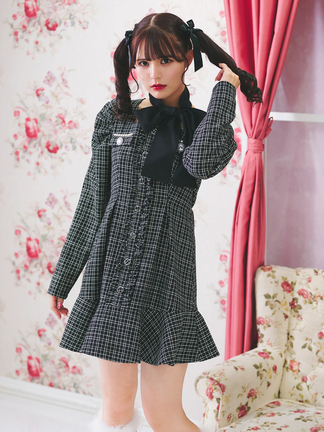 リボンスカーフ ツイードレディーワンピース - Ank Rouge(アン