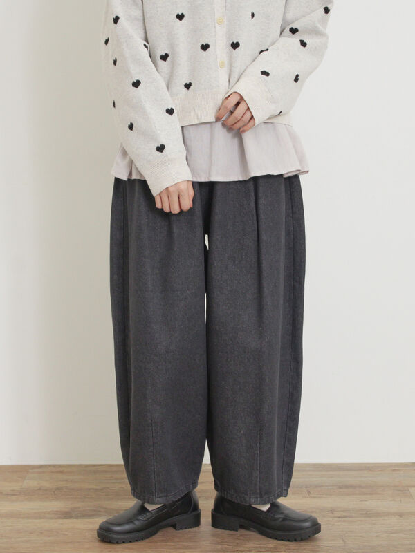 セール】 【M/Lサイズ】ツイル/デニムカーブパンツ（グレー/ブラック