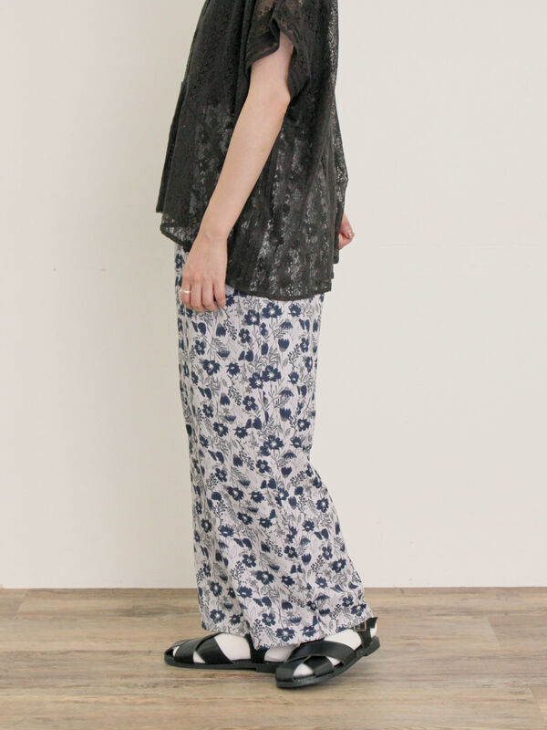 セール】 ◎花柄イージーパンツ（ピンク/ネイビー/キナリ/ボトムス