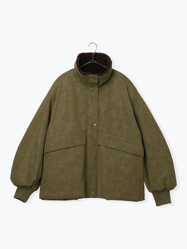 セール】 レザーライクミリタリージャケット（ブラック/ブラウン