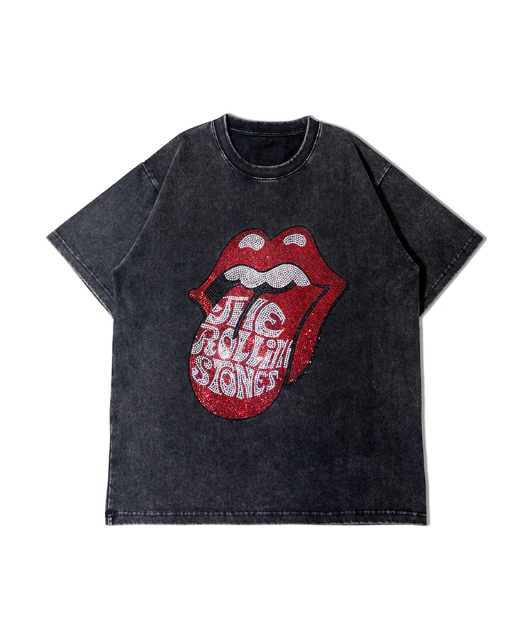 The Rolling Stones×JACKROSE】 Lips&Tongue ラインストーン-SSTEE