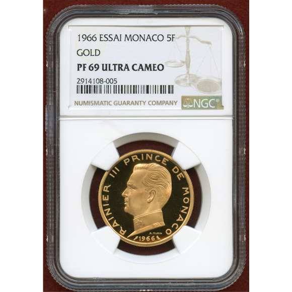 1966年モナコ5フラン硬貨 レーニエ 3 世 No.27