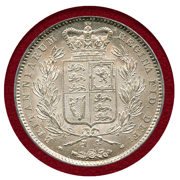 イギリス クラウン銀貨 1845年 ヤングヘッド PCGS AU50